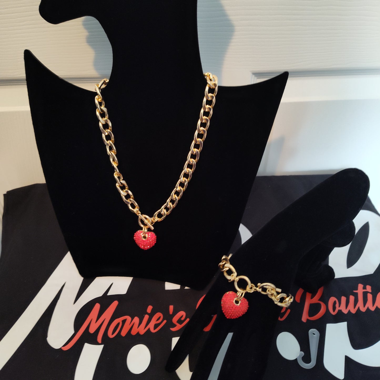 Heart bracelet and necklace set