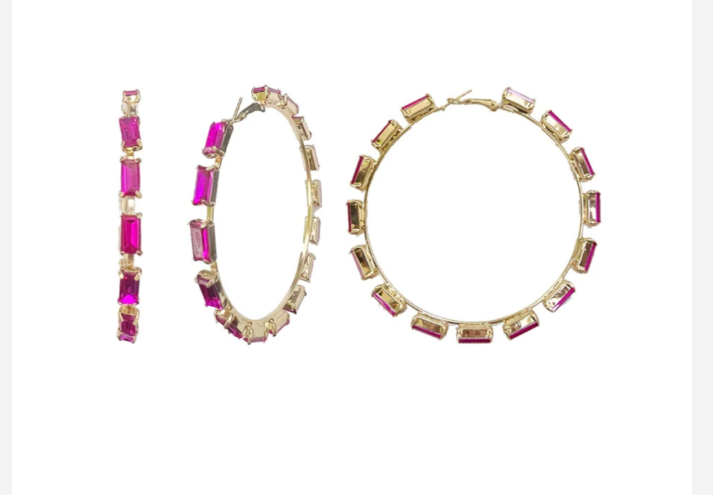 Stone Hoop Earrings