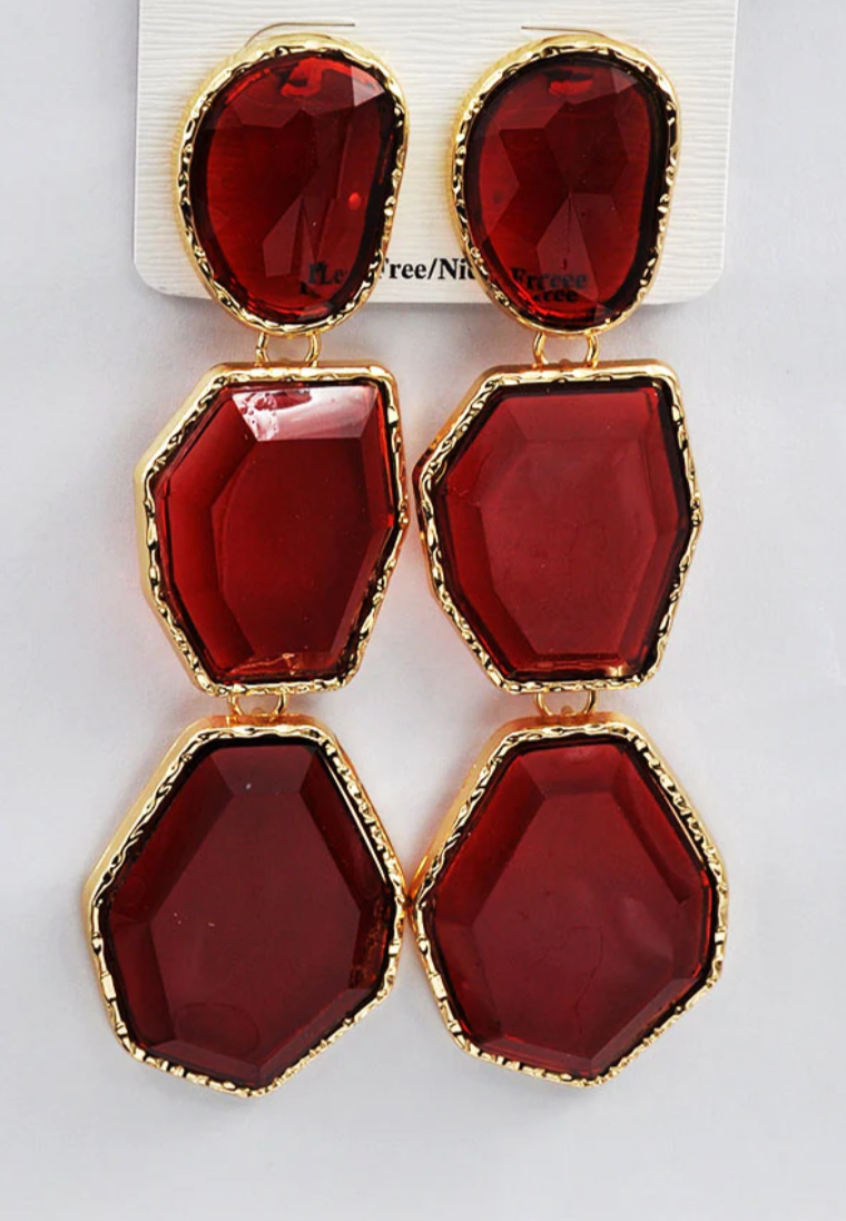 Gold Stone Drop Earrings