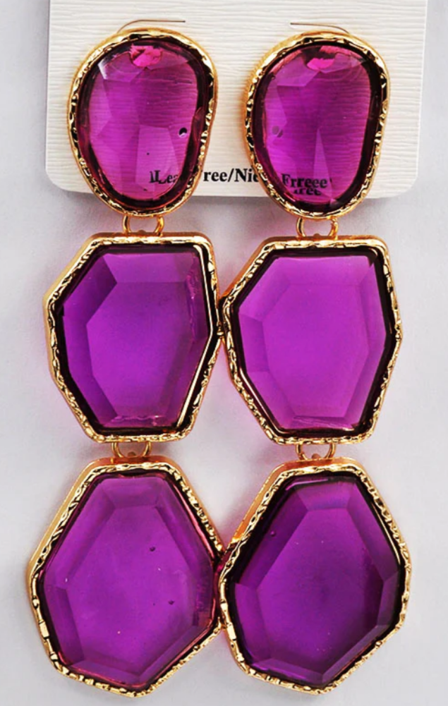Gold Stone Drop Earrings
