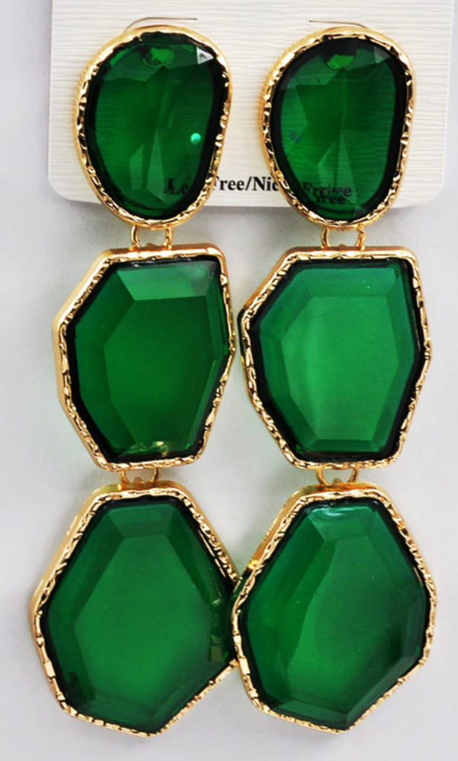 Gold Stone Drop Earrings