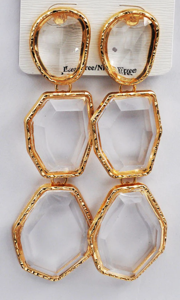 Gold Stone Drop Earrings