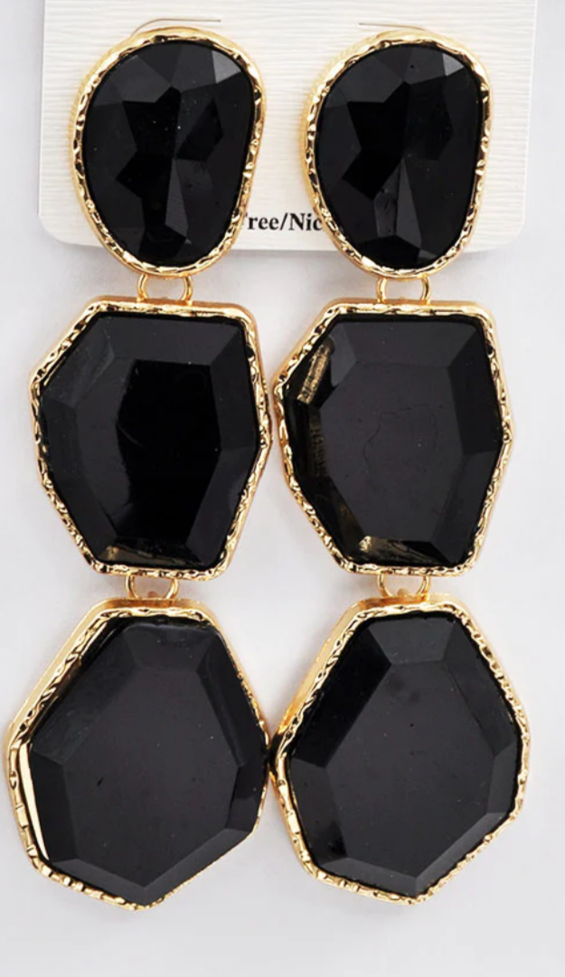 Gold Stone Drop Earrings
