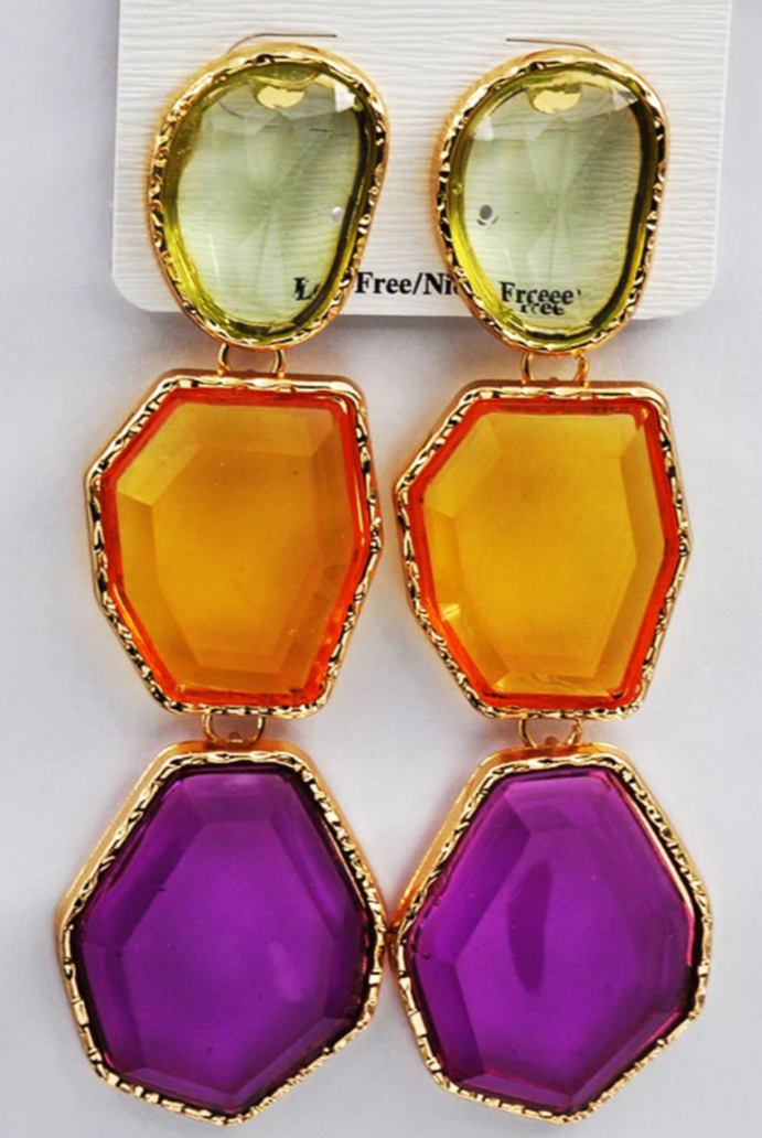 Gold Stone Drop Earrings