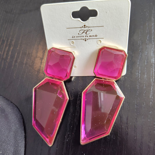 Fuschia geometric earrings