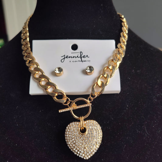 Gold Toggle Heart Necklace