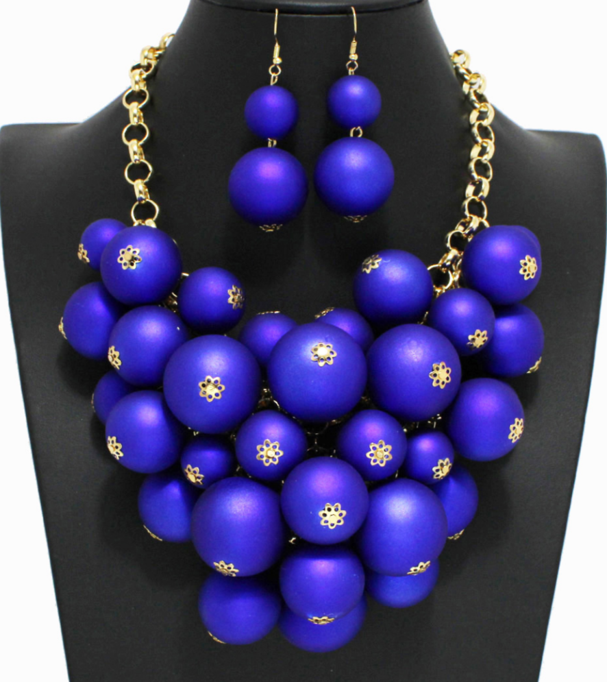 Gold Necklace Set Metallic Balls