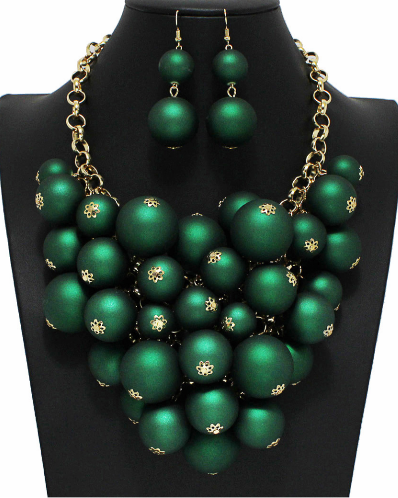 Gold Necklace Set Metallic Balls